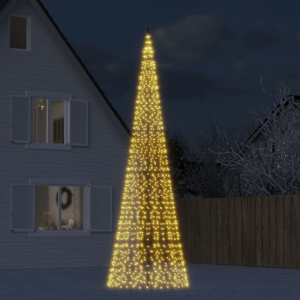 LED-kerstboom aan vlaggenmast 1534 LEDs warm wit 500 cm Wehebbenallesinhuis.nl