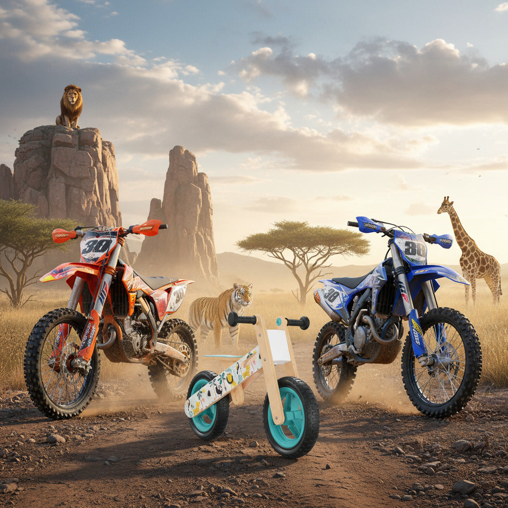 Loopfiets voor kinderen blauw met print