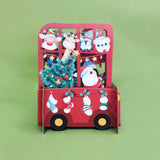 Mooie Pop-up Kerst kinderkaart | Kerstbus met Kerstman| 3D kaart | Leuk als Cadeau
