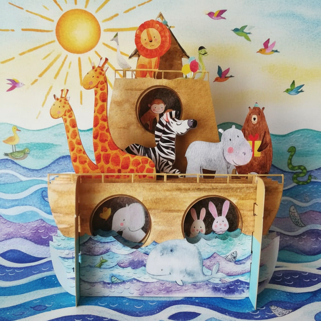 Mooie Pop-up Kinderkaart | Ark van Noach | 3D kaart | Leuk als Cadeau