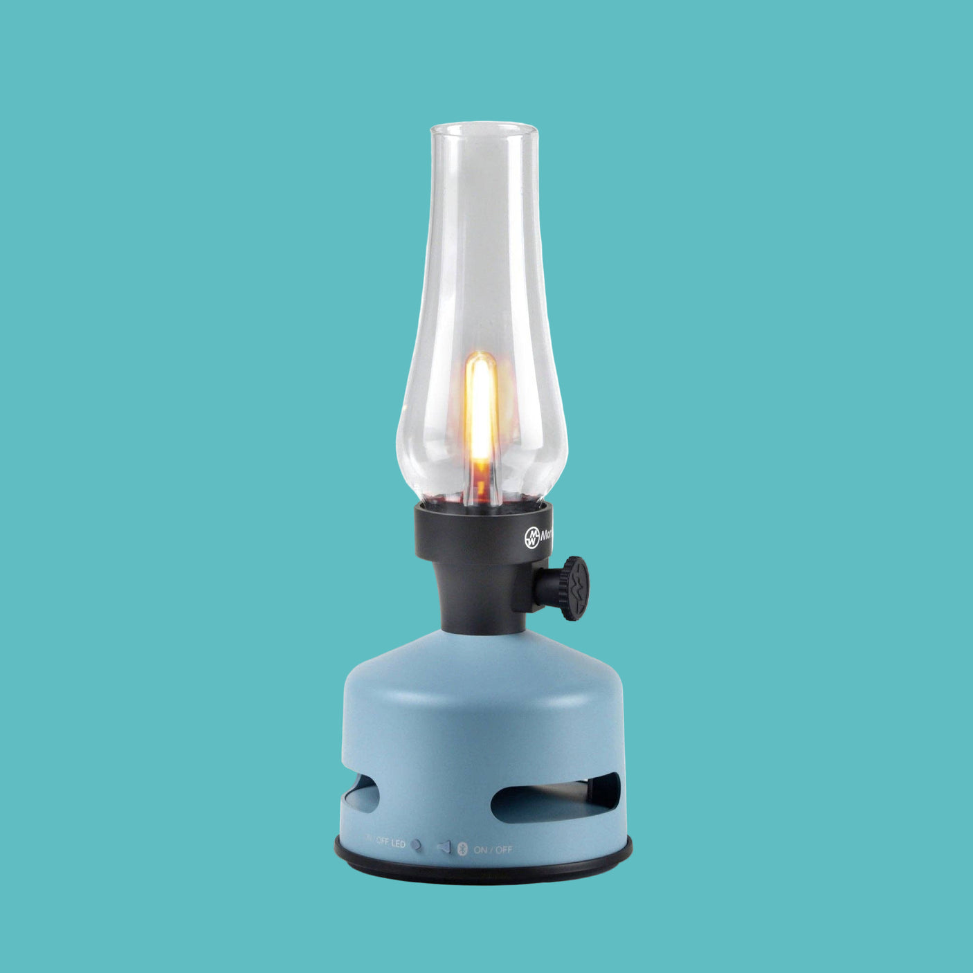 MoriMori designlamp skyblue met bluetooth speaker en traploos dimbare Ledverlichting 
