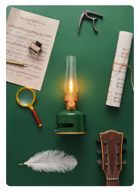 MoriMori designlamp Mosgroen met bluetooth speaker en traploos dimbare Ledverlichting 