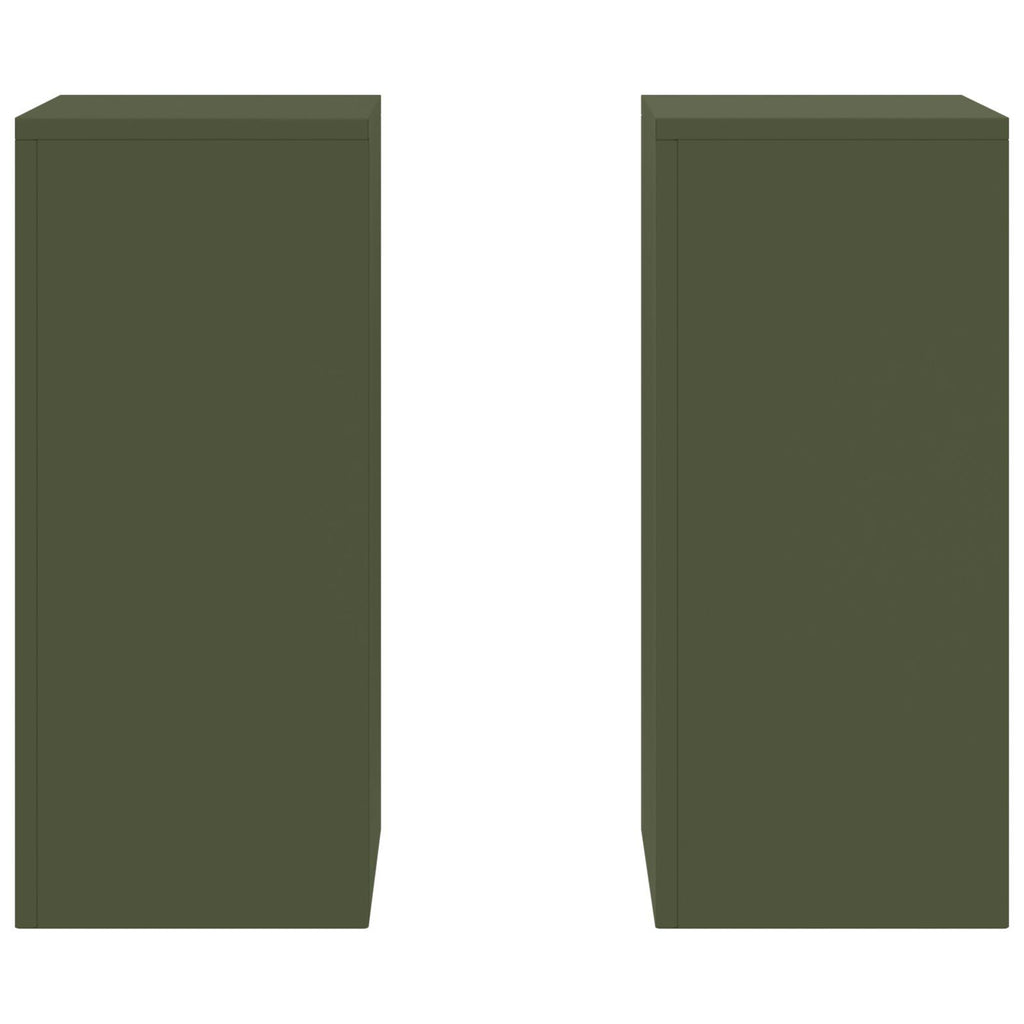 Plantenstandaards 2 st pilaar 24x24x55 cm staal olijfgroen