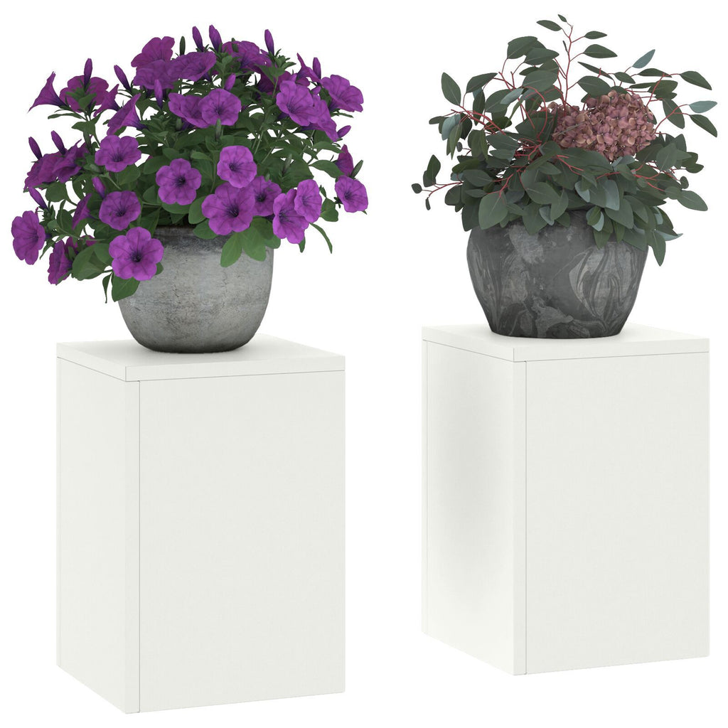 Plantenstandaards 2 st pilaar 24x24x35 cm staal wit
