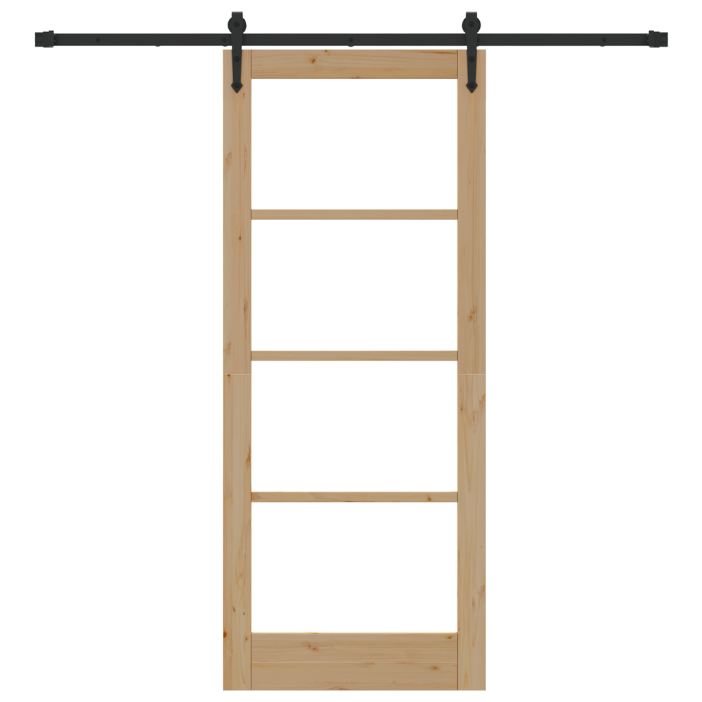 Schuifdeur met bevestigingsset 83x202 cm van massief pijnhout