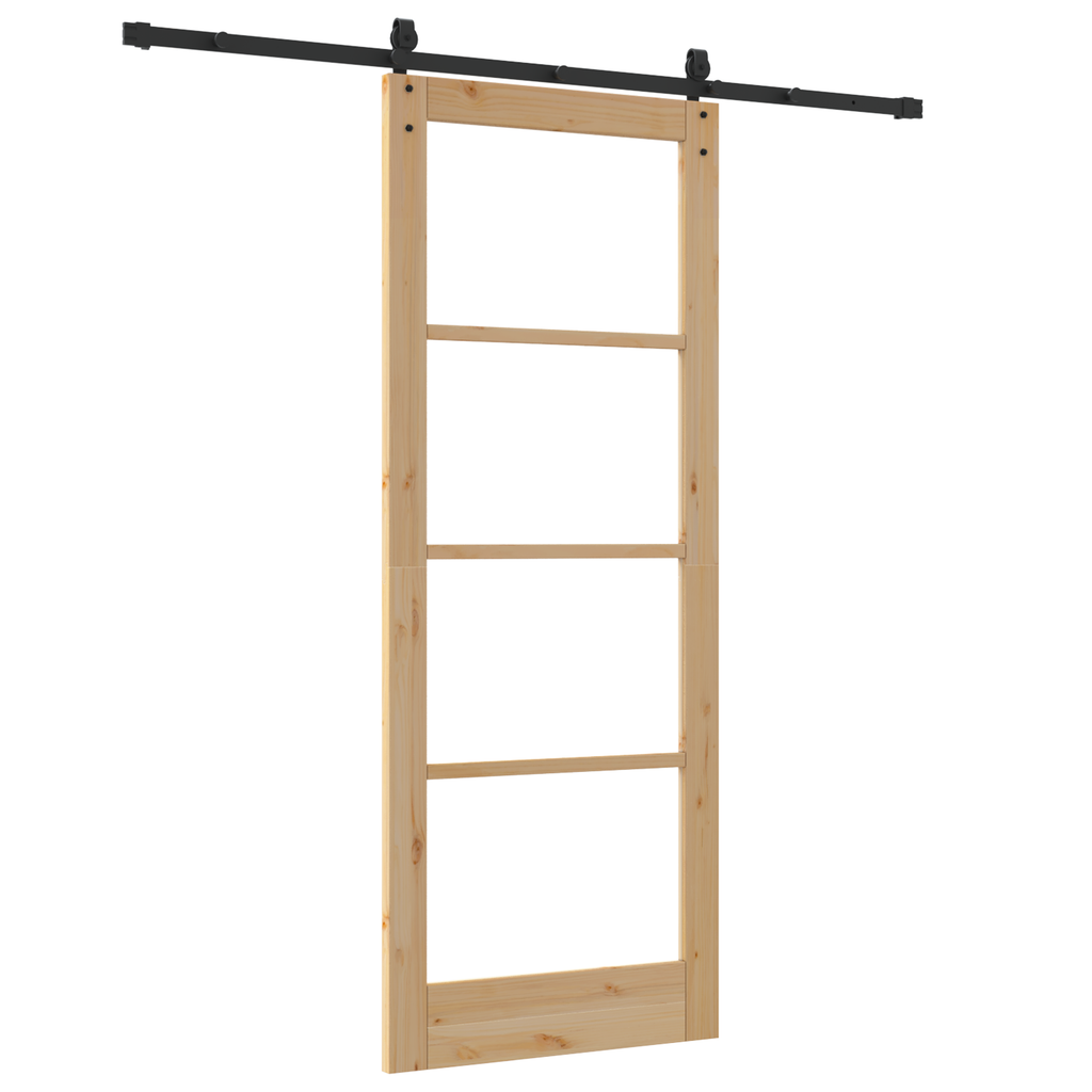 Glijdende Deur met Hardware Set 83x211 cm Massief Vurenhout