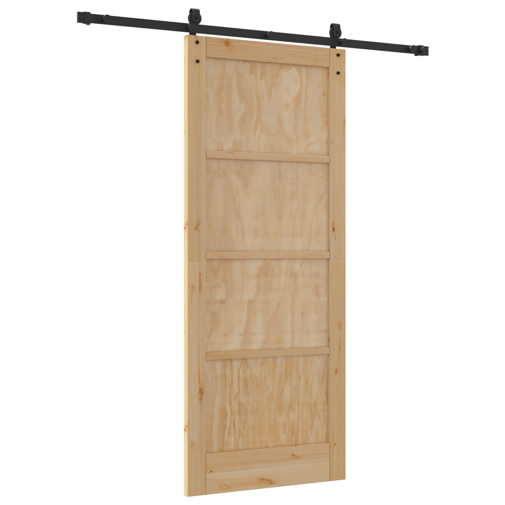 Schuifdeur met Hardware Set 83x202 cm Massief Vurenhout