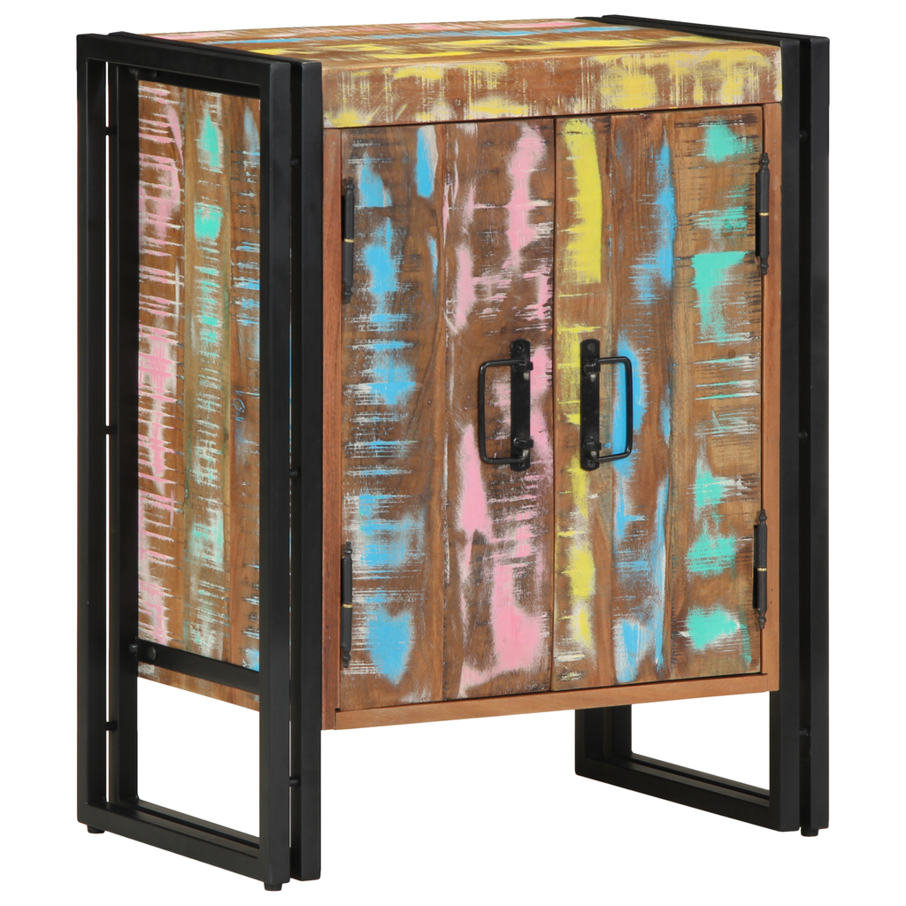 Schoenkast 30x30x40 cm massief gerecycled hout en staal zwart