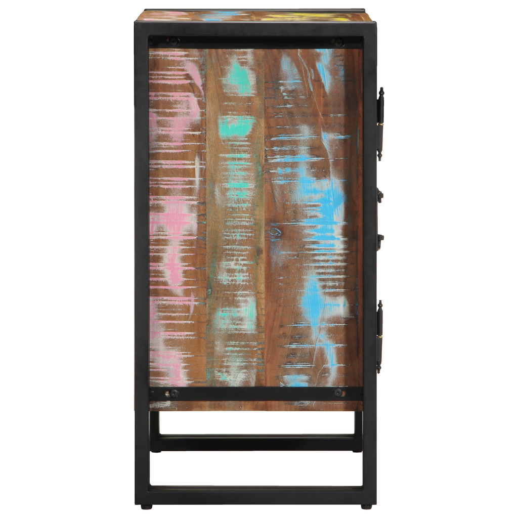 Schoenkast 30x30x40 cm massief gerecycled hout en staal zwart