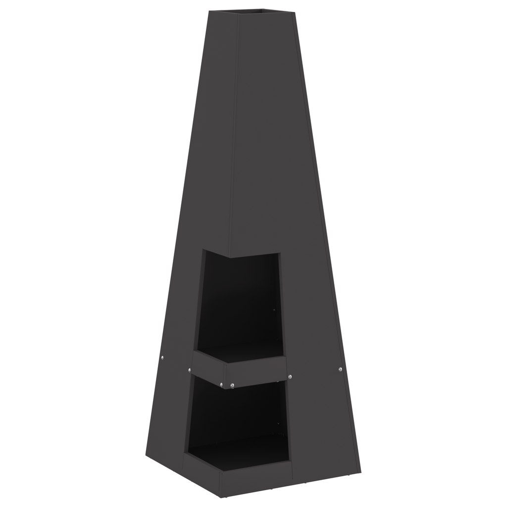 Vuurplaats met Houtopslag Zwart 35x35x100 cm Staal