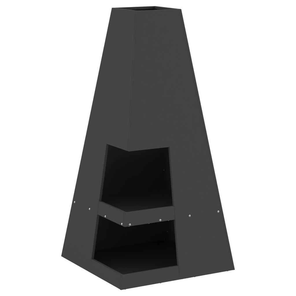 Vuurkorf met Houtopslag Zwart 50x50x100 cm van Staal