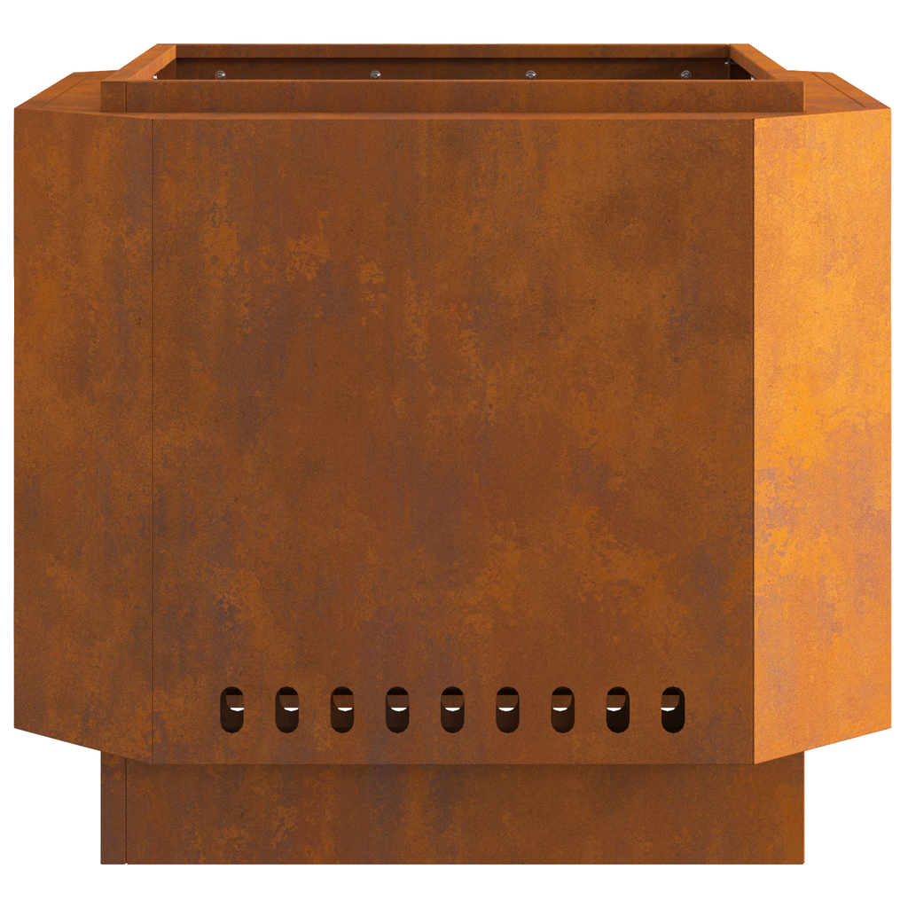 Vuurkorf rookvrij 58x58x51 cm cortenstaal