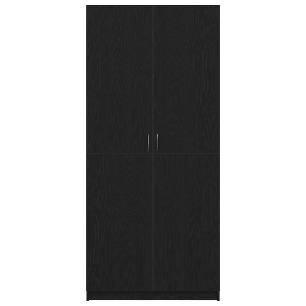 Kledingkast 90x52x200 cm bewerkt hout zwart eikenkleurig