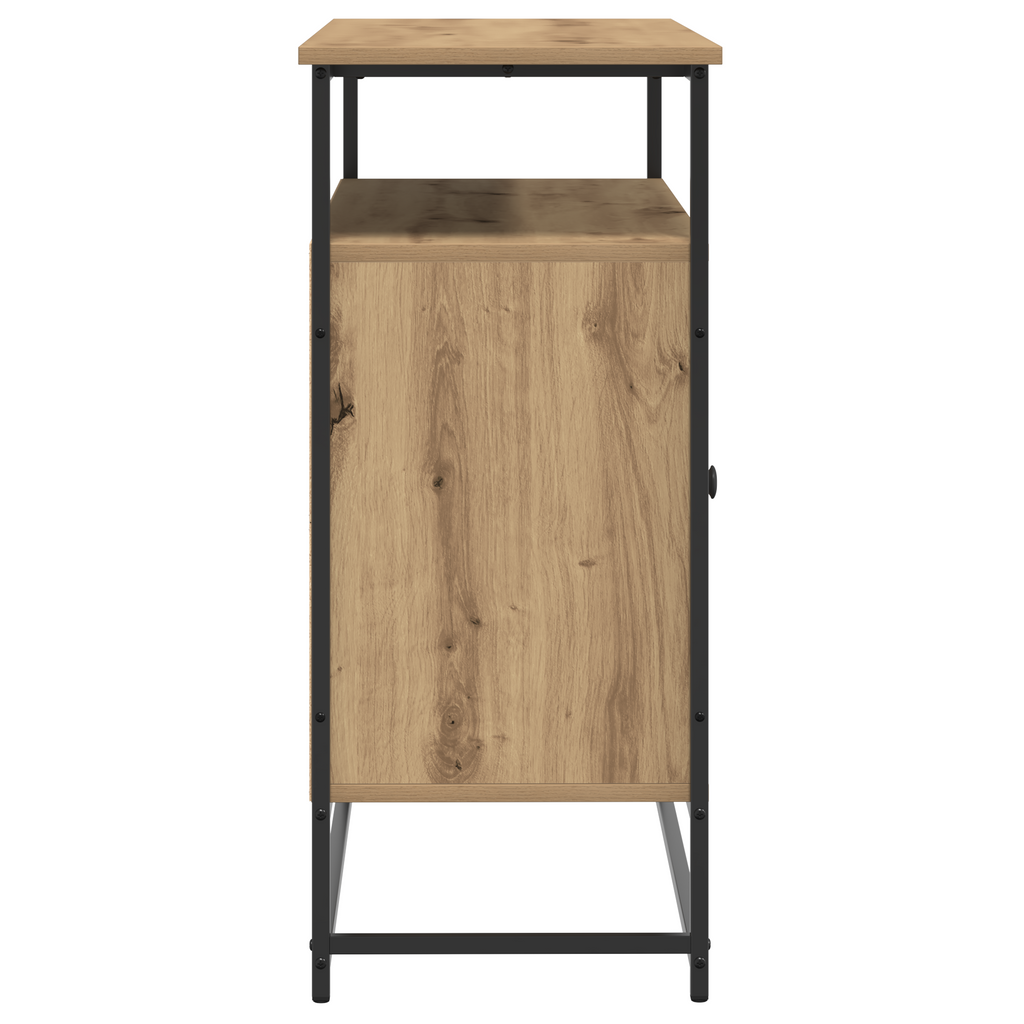 Dressoir 100x35x80 cm bewerkt hout en staal artisanaal eiken
