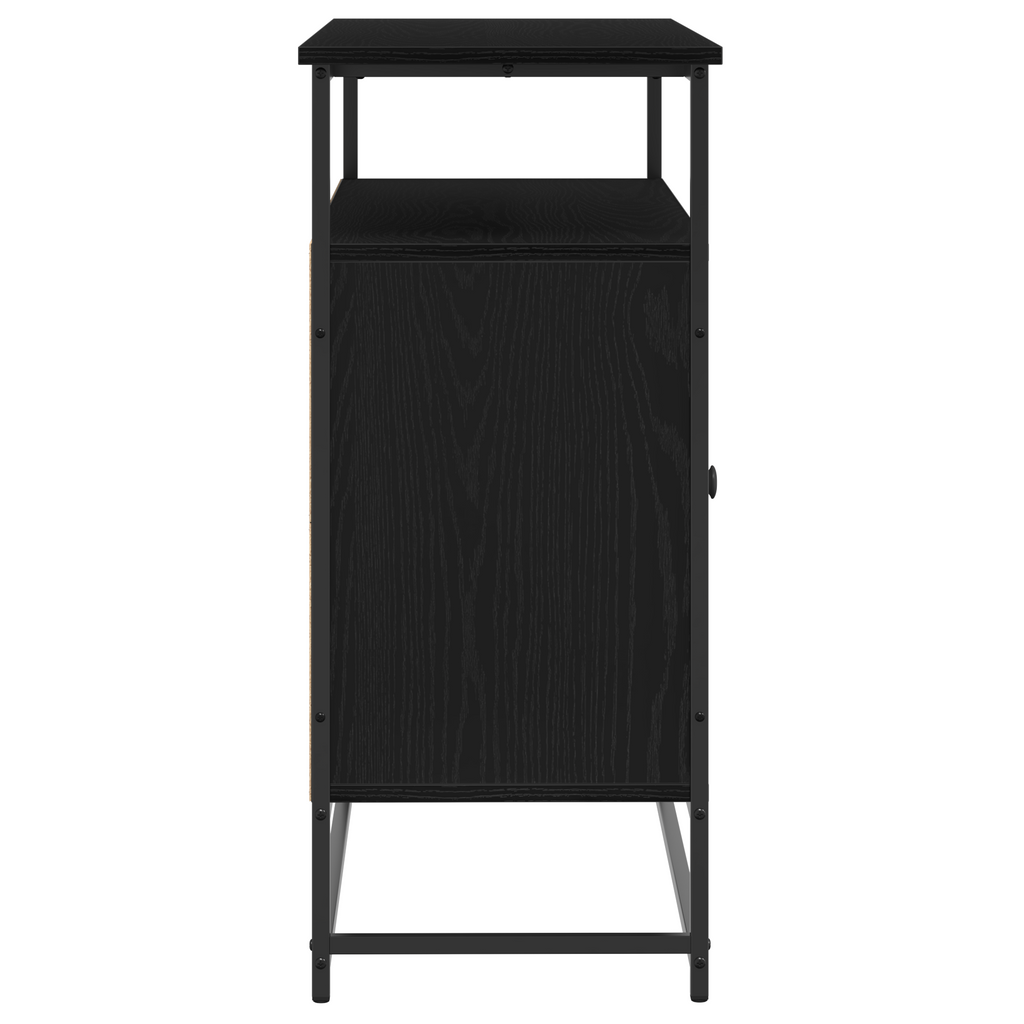 Dressoir 100x35x80 cm bewerkt hout en staal zwart eikenkleurig