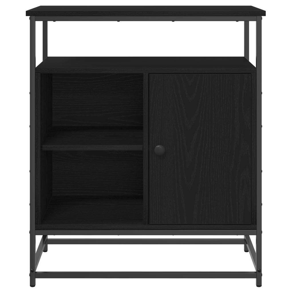 Dressoir 69x35x80 cm bewerkt hout en staal zwart eikenkleurig