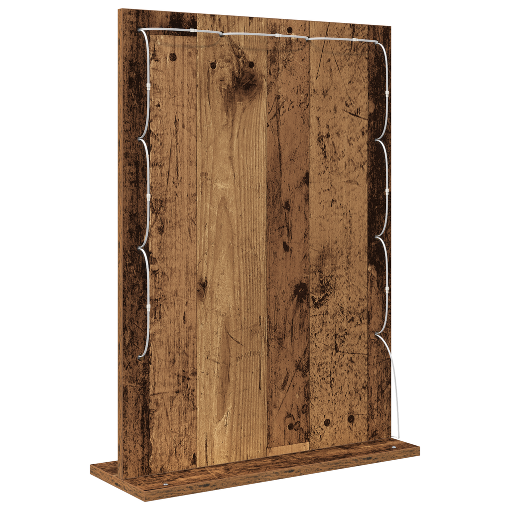 Schmink Spiegel Oud Hout 70 x 50 x 18 cm Bewerkt hout en glas