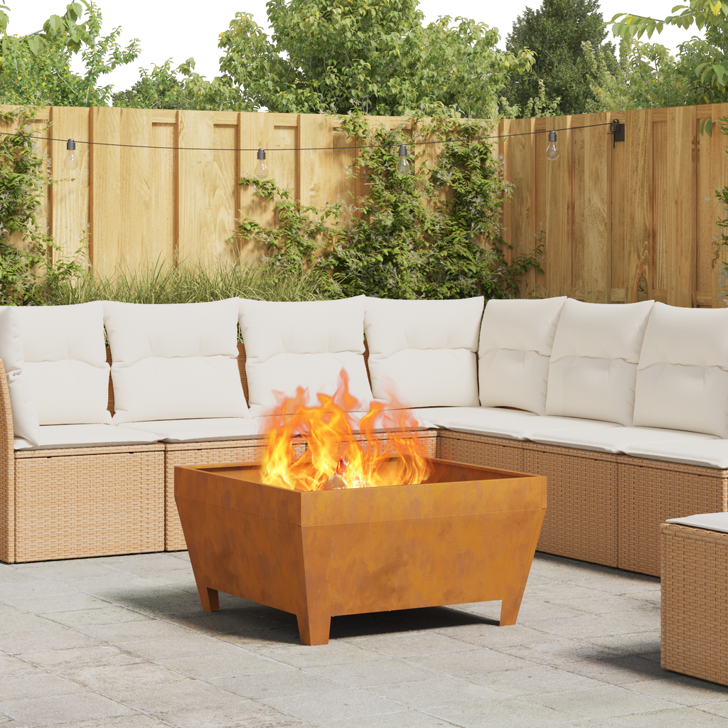 Vuurkorf vierkant 80x80x43 cm cortenstaal