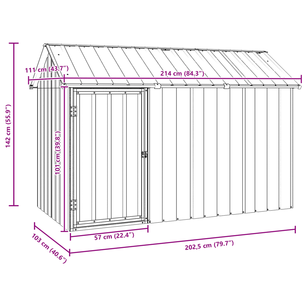 Vogelvolière 112x215x141 cm staal antraciet