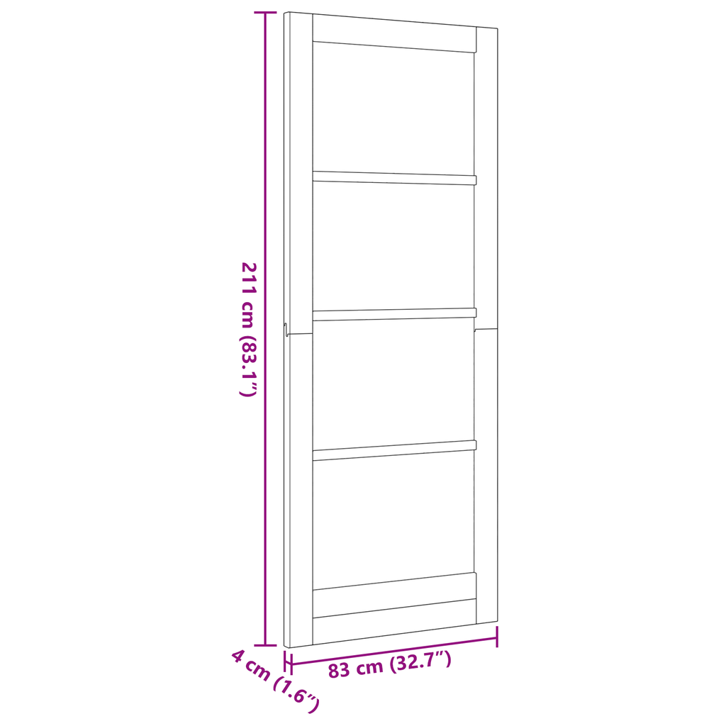 Interne Deur met Glas 'ORKDAL'83x211x4 cm Massief Vurenhout