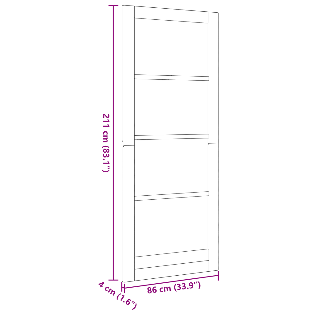 Interne Deur met Glas 'ORKDAL'86x211x4 cm Massief Hout