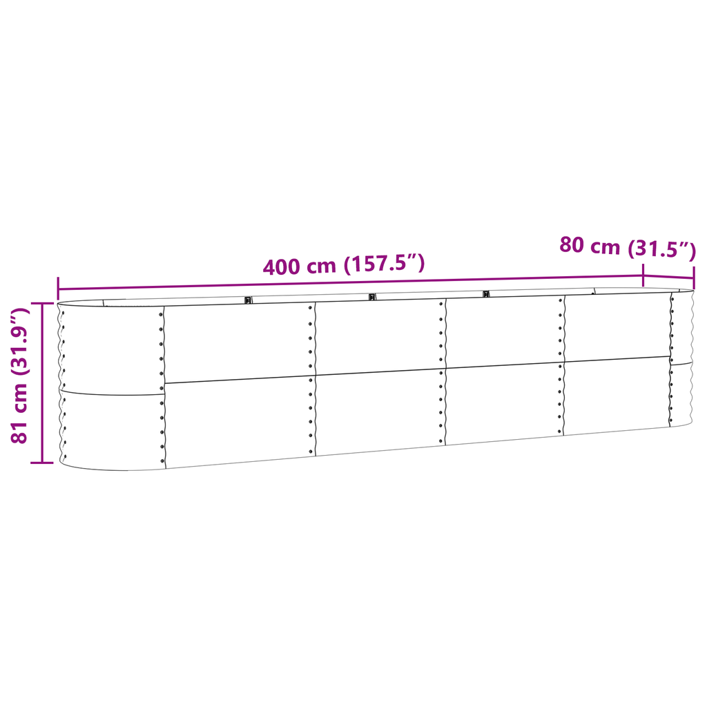 Plantenbak verhoogd 400x80x81 cm gegalvaniseerd staal groen