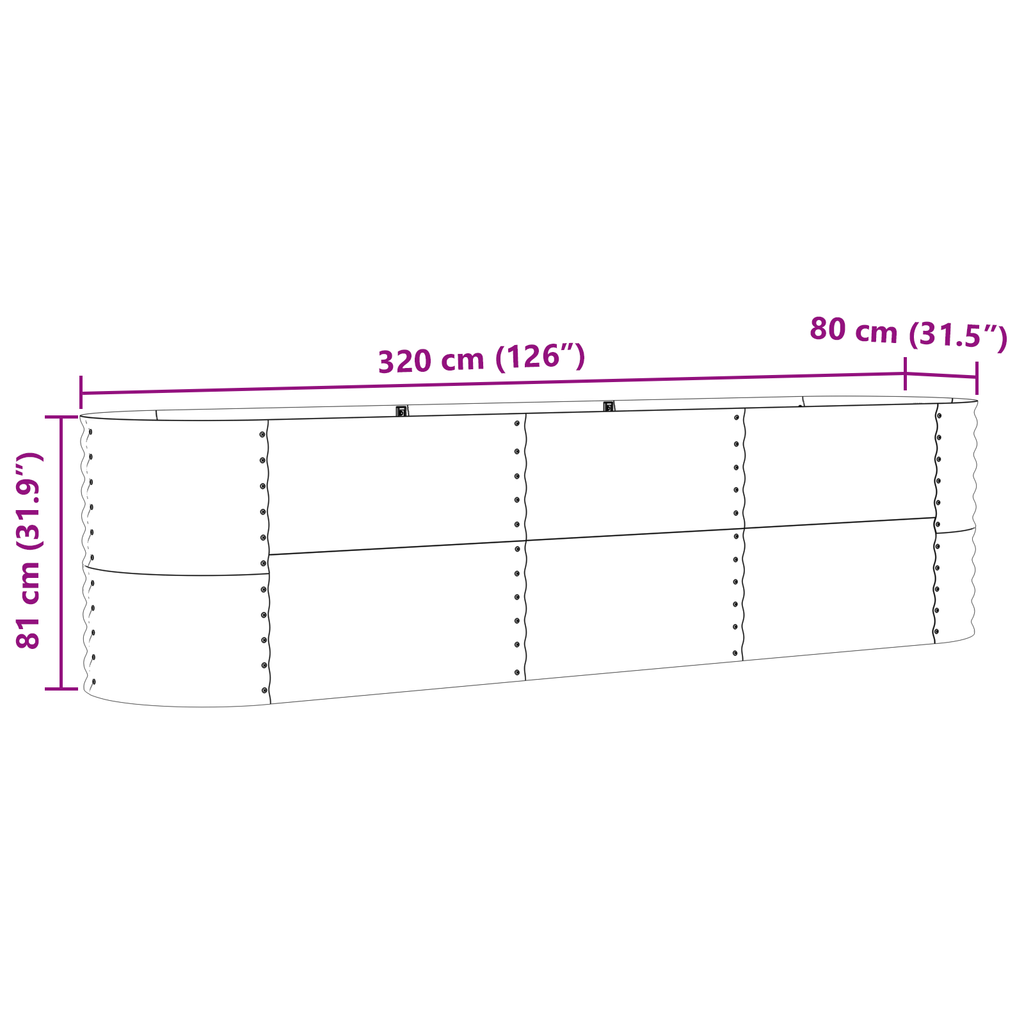 Plantenbak verhoogd 320x80x81 cm gegalvaniseerd staal groen