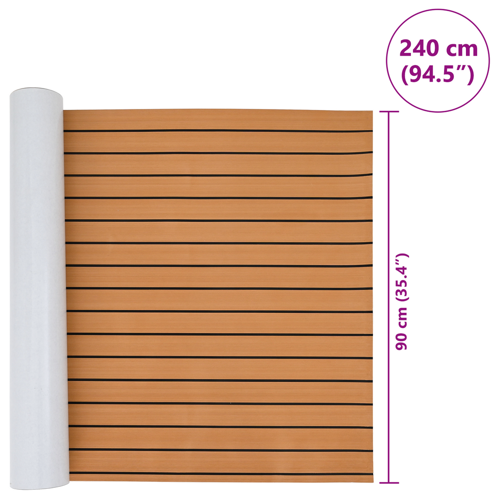 Zelfklevende Bootvloer Bruin/Zwart 240x90 cm EVA Schuim