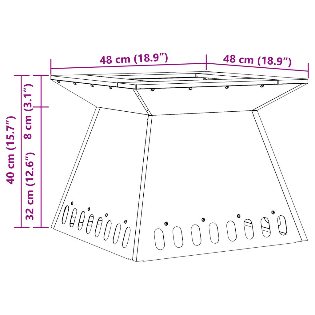 Vuurkorf Zwart 48x48x40 cm Staal