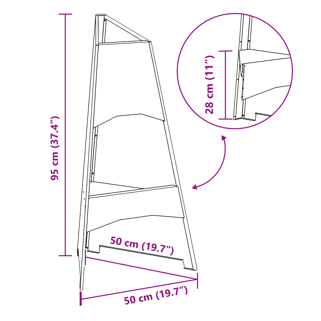 Vuurschaal Piramide Zwart 50x45x95 cm Staal