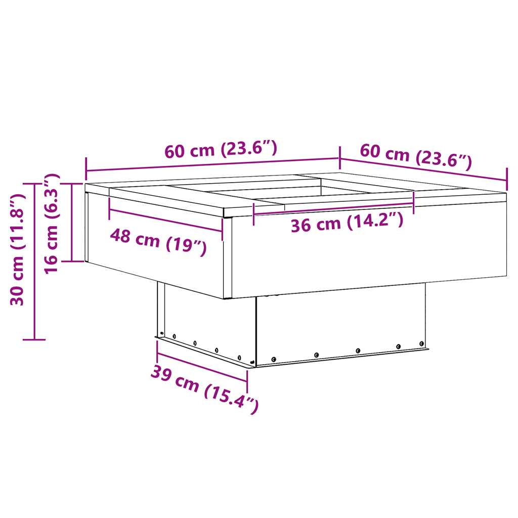 Vuurkorf vierkant 60x60x30 cm cortenstaal