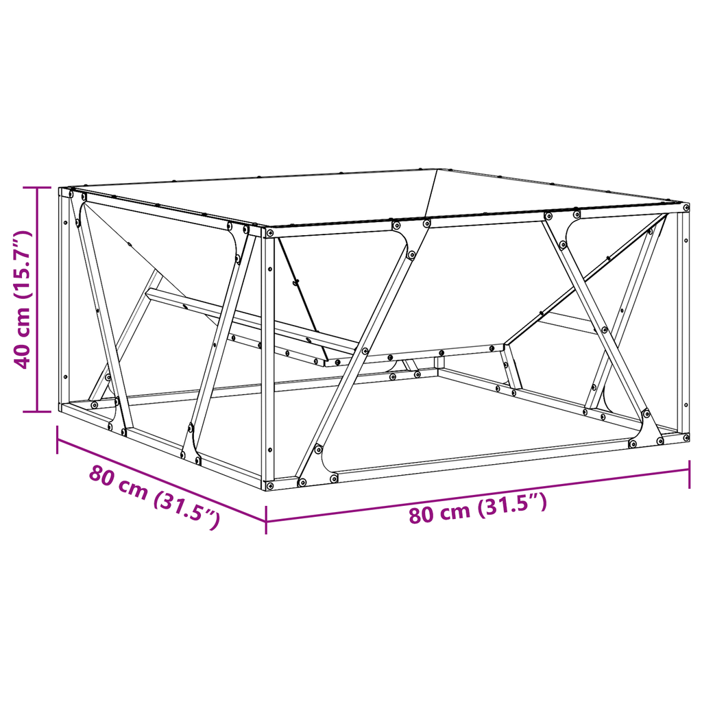 Vierkante Vuurschaal Zwart 80x80x40 cm