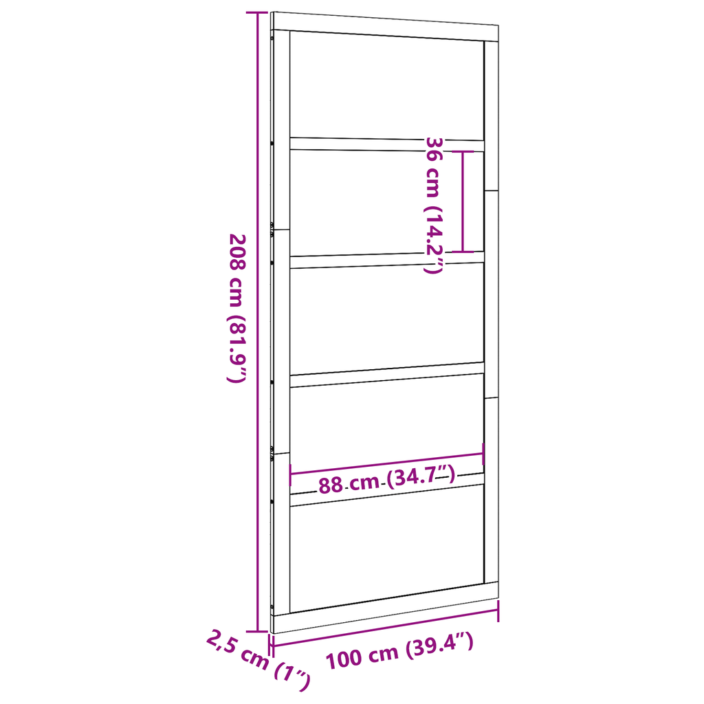 Schuifdeur Gewaxte Bruin 100x208 cm Massief Hout Vuren
