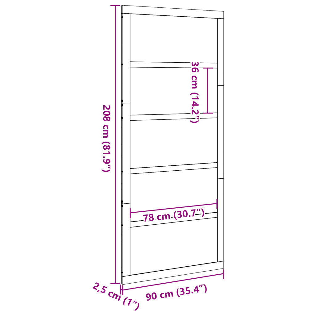 Massieve Gren deur Licht Hout Gren hout 90 x 2.5 x 208 cm