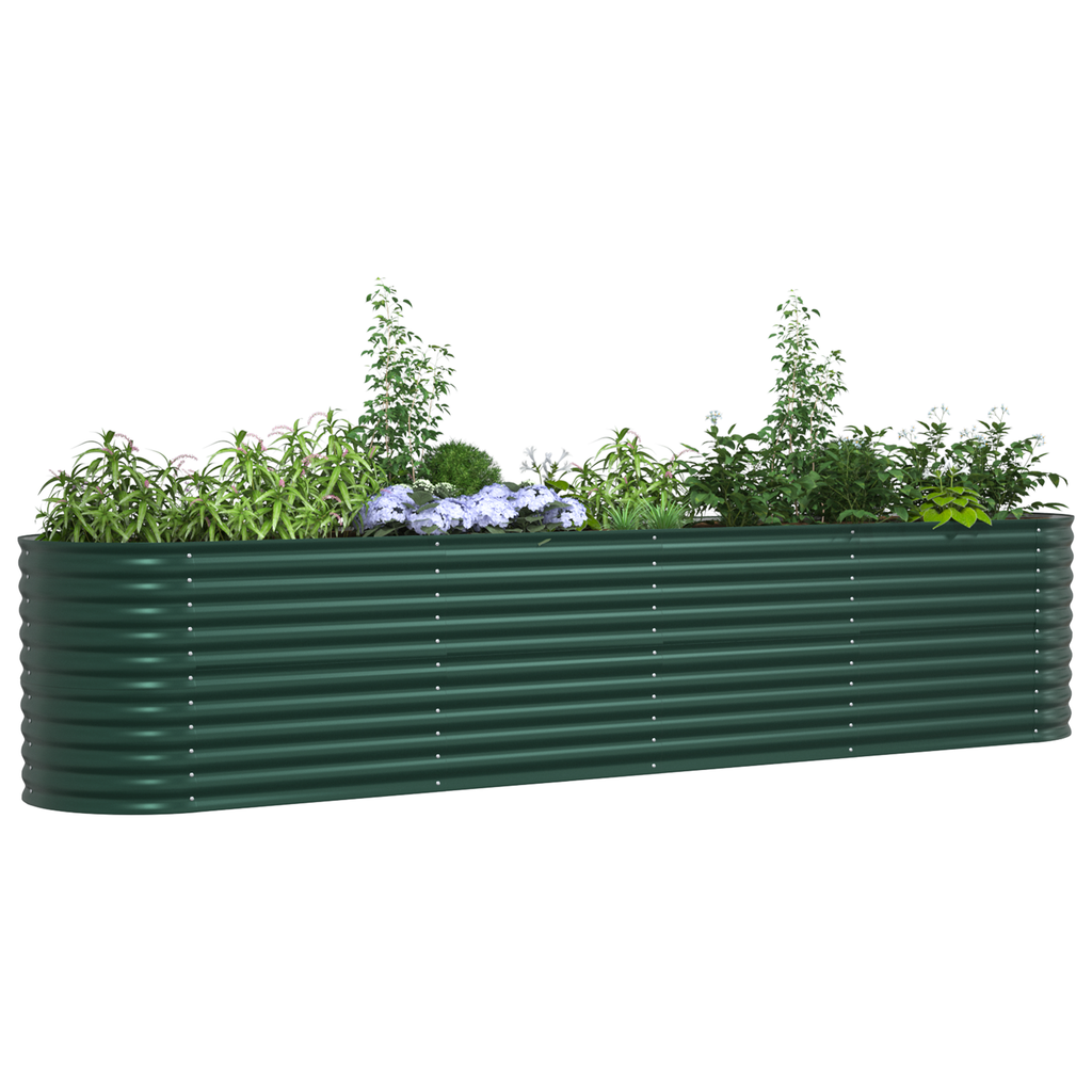 Plantenbak verhoogd 400x80x81 cm gegalvaniseerd staal groen