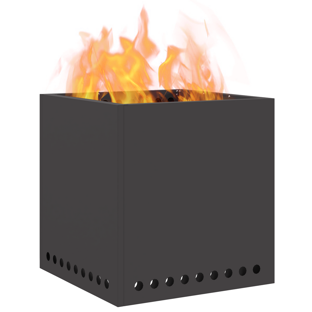Rookloze Vuurkorf Vierkant Zwart 48x48x50 cm Staal