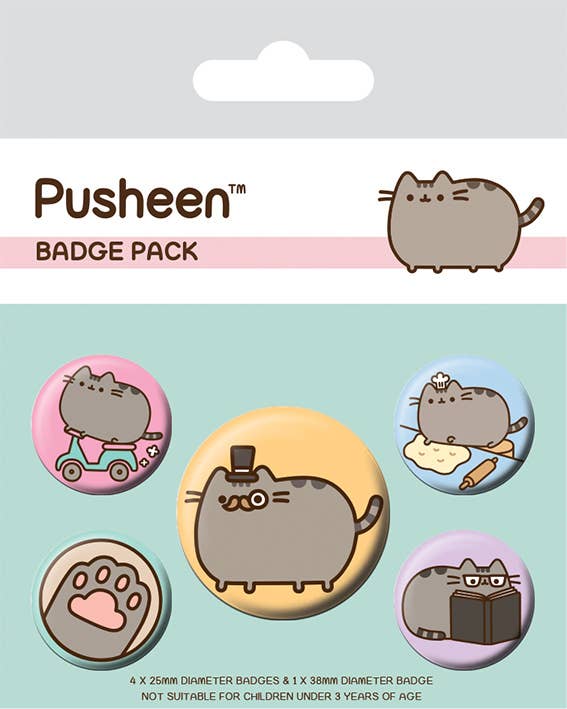 Pusheen (Fancy) badgepakket Set van 5 buttons badge pack leuk cadeau voor iedereen Wehebbenallesinhuis.nl