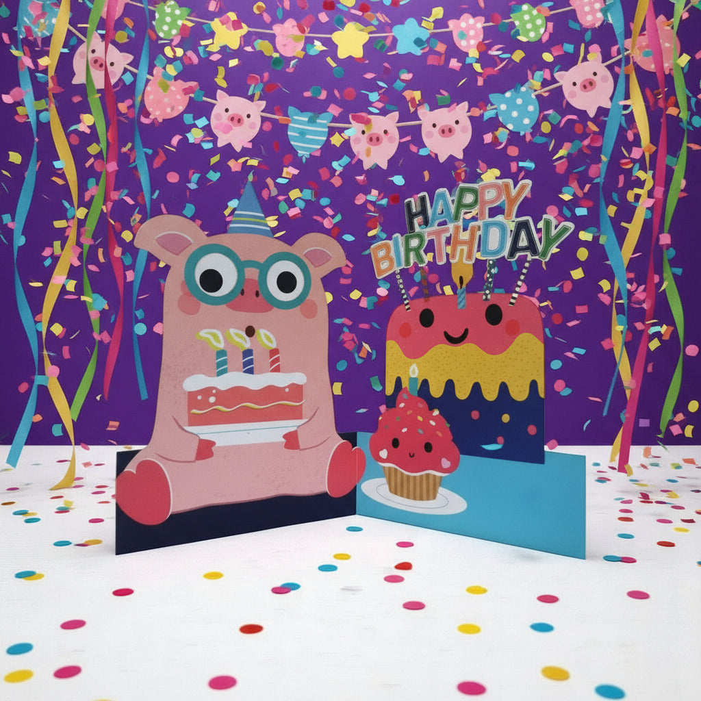 Schattige kaarten met bewegende oogjes  Feest Varken bij Wehebbenallesinhuis.nl