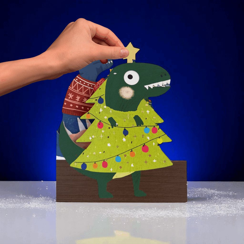 Schattige kaarten met bewegende oogjes Kerst Dinosaurus bij wehebbenallesinhuis.nl