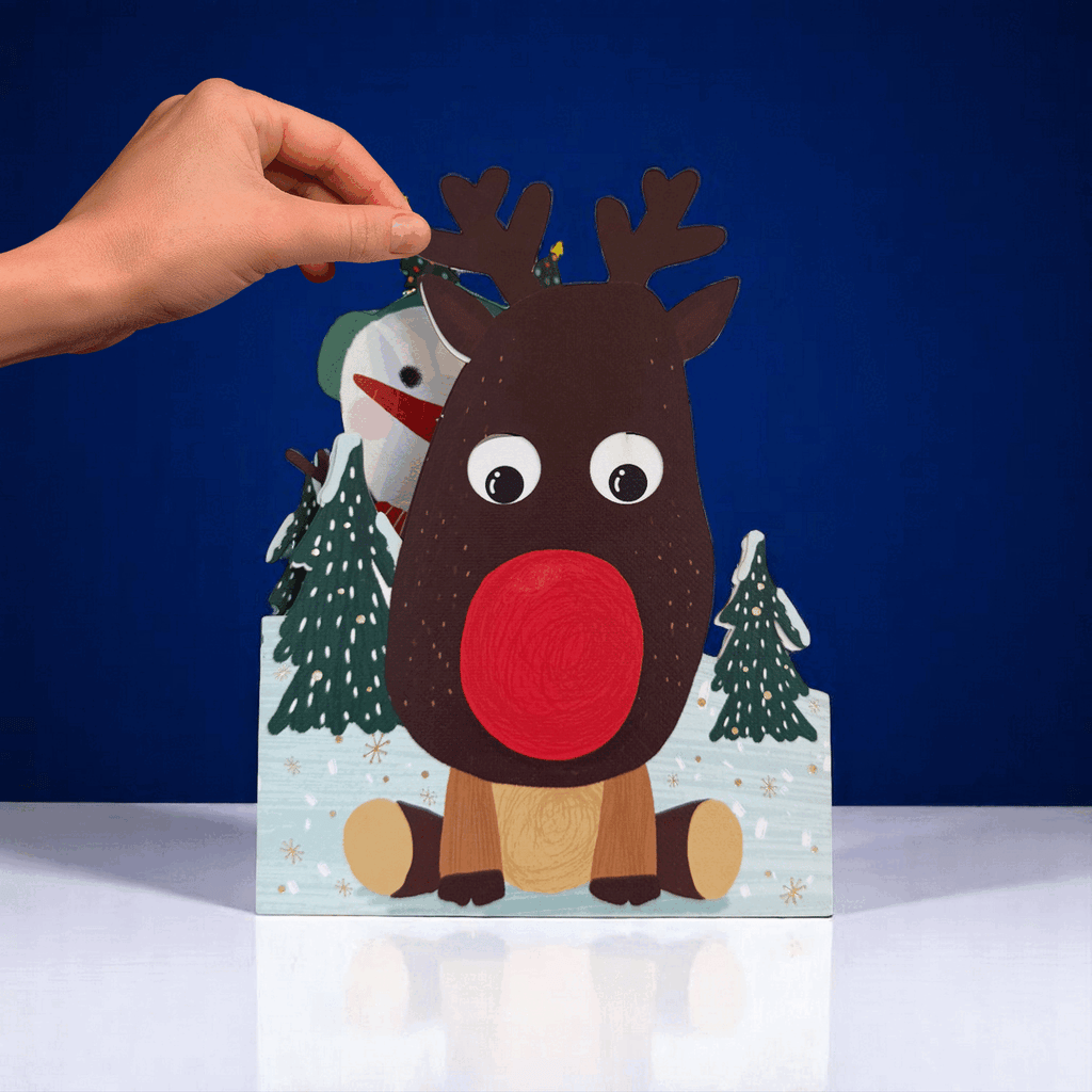 Schattige kaarten met bewegende oogjes Rendier en Sneeuwpop bij Wehebbenallesinhuis.nl