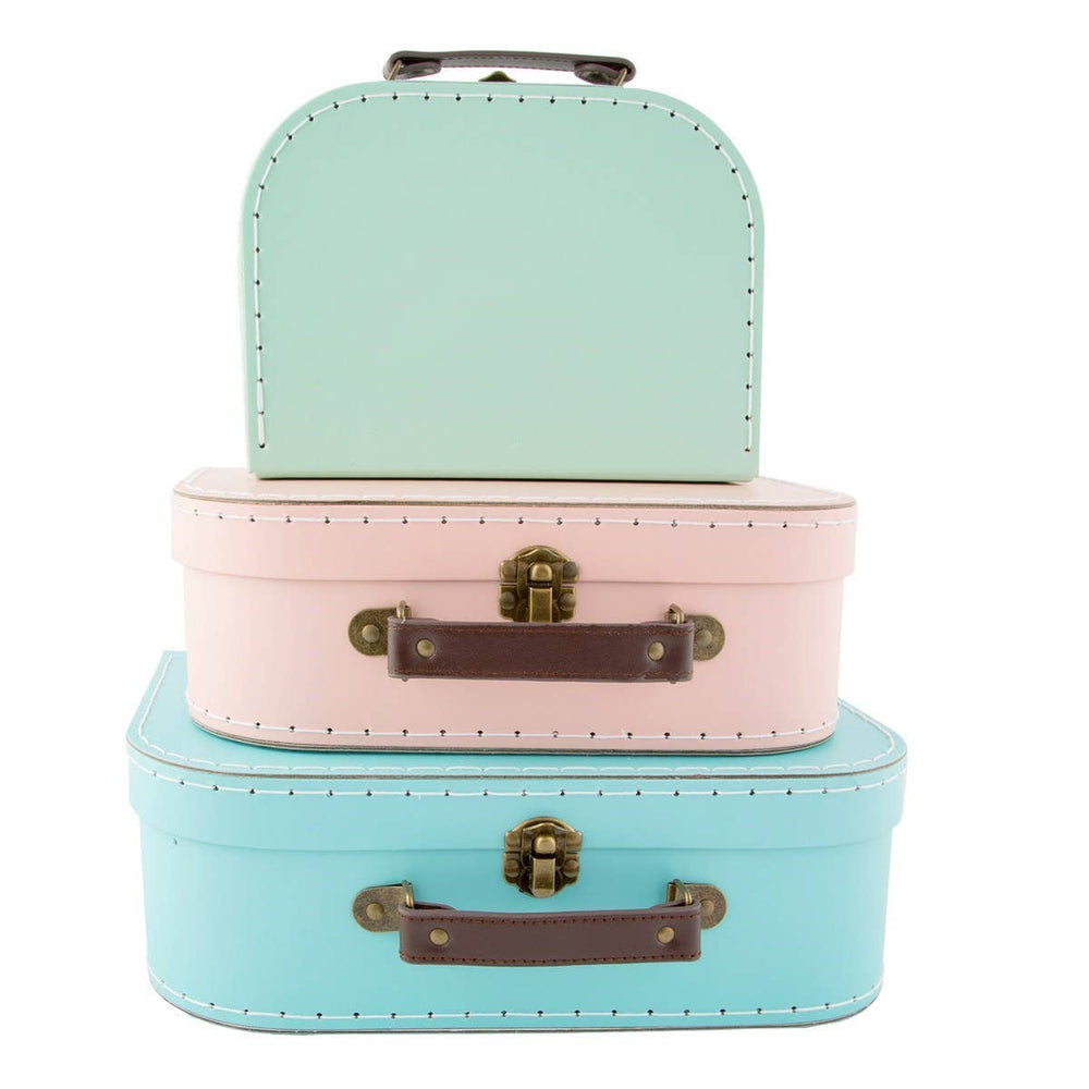 Set van 3 opberg Koffers, luxe opbergdozen Pastelkleuren, Kofferset Sass & Belle bij Wehebbenallesinhuis.nl