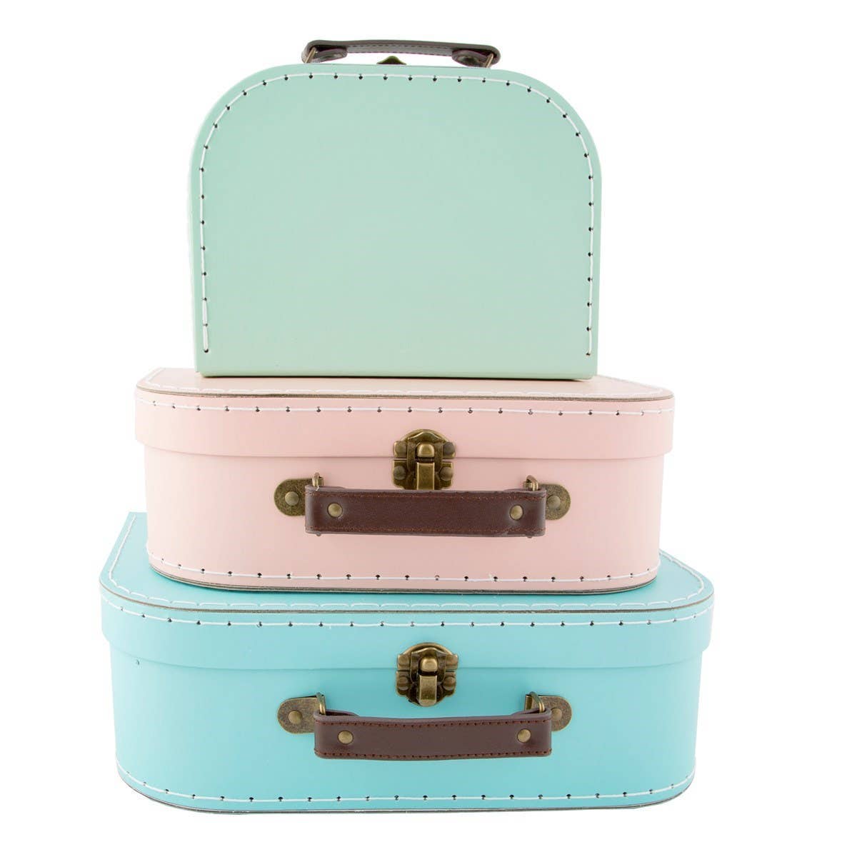 Set van 3 opberg Koffers, luxe opbergdozen Pastelkleuren, Kofferset Sass & Belle bij Wehebbenallesinhuis.nl
