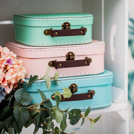 Set van 3 opberg Koffers, luxe opbergdozen Pastelkleuren, Kofferset Sass & Belle bij Wehebbenallesinhuis.nl