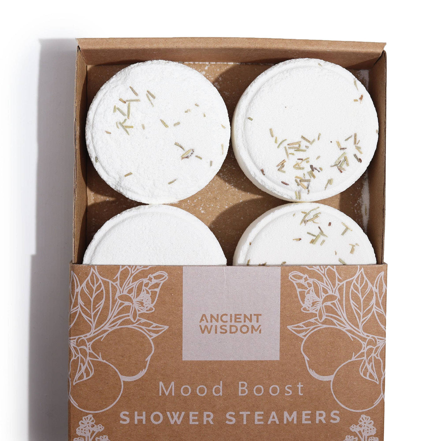 Shower Steamers  Zen Wellness set Luxueuze Douche tabletten  met etherische oliën. Mood Boost wit
