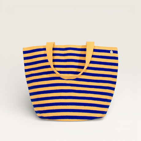 Striped round tote bag | Almond