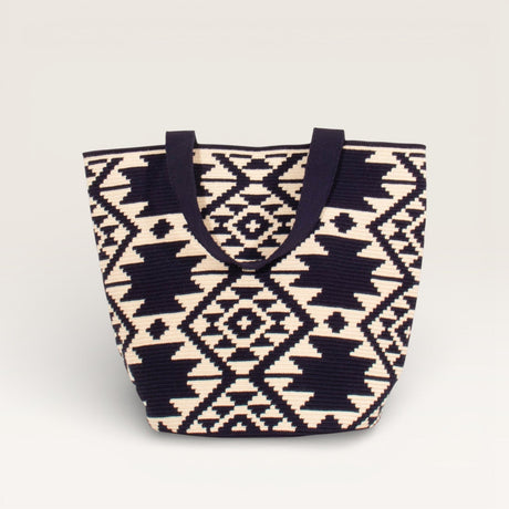Geometric round tote bag L | Navy