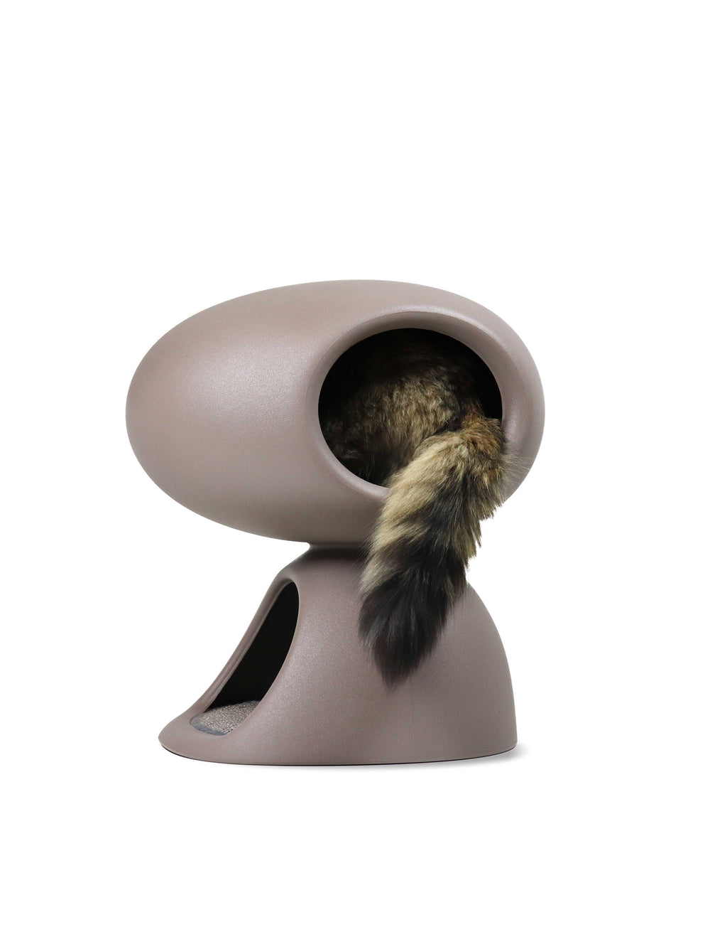 United Pets Cat Cave in de kleur grijs, een luxe design kattenmand en krabmeubel ontworpen door Stefano Giovannoni 2