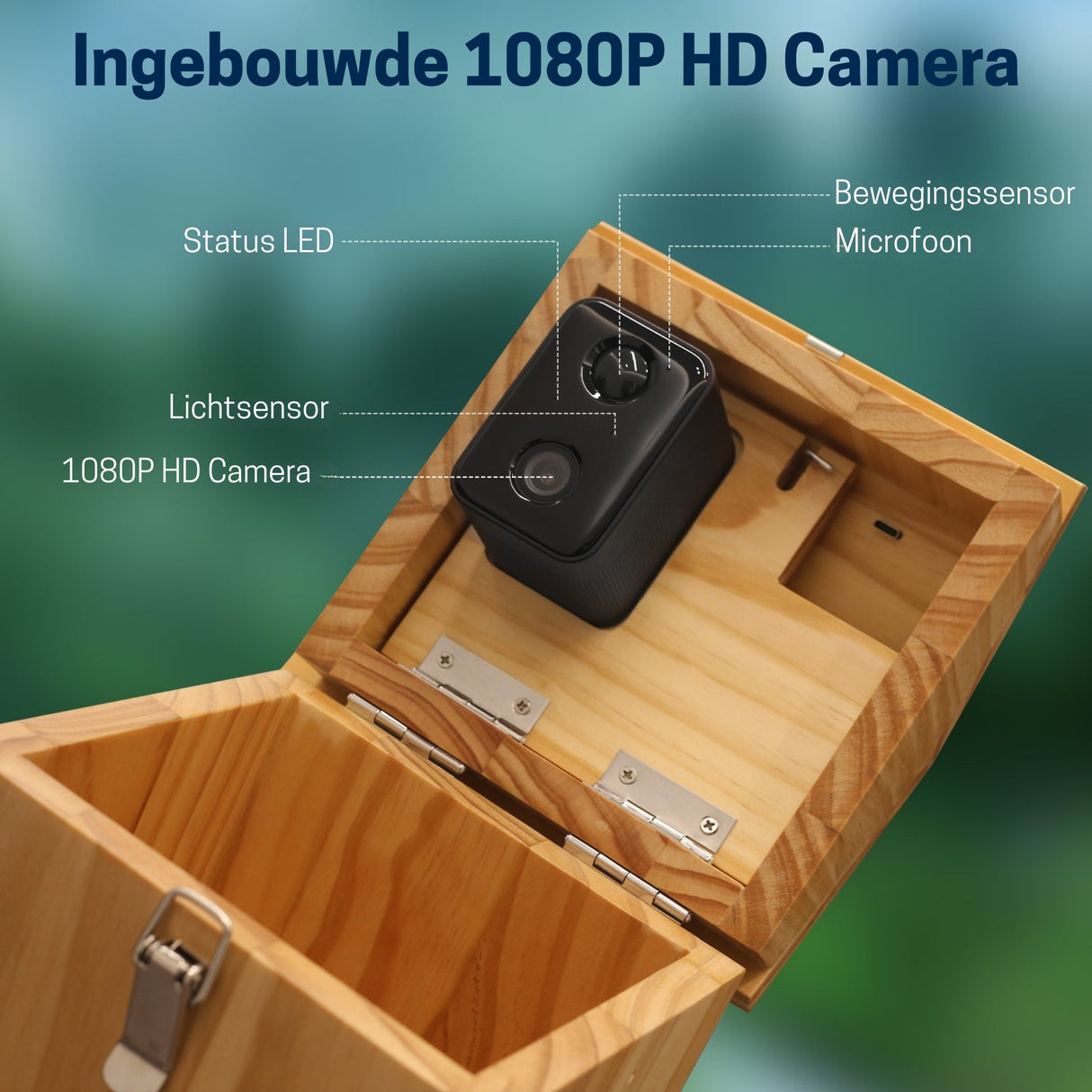 Vogelhuisje met Camera en Audio - Hout - Nestkastje - Ingebouwde Zonnepanelen