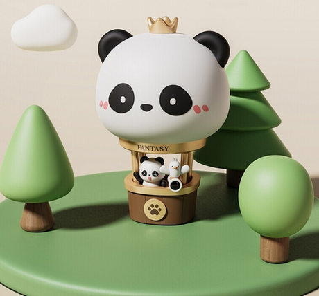 Panda Nachtlampje Luchtballon – Siliconen Bedlampje voor Kinderkamer – Drie Standen Dimbaar & Oplaadbaar