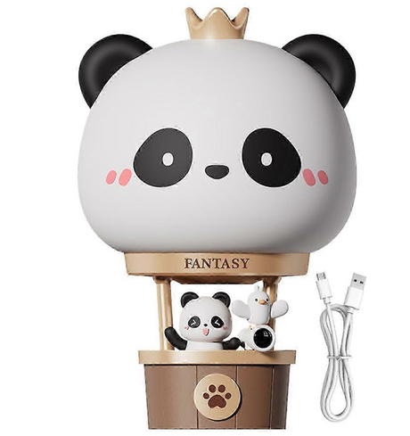 Panda Nachtlampje Luchtballon – Siliconen Bedlampje voor Kinderkamer – Drie Standen Dimbaar & Oplaadbaar